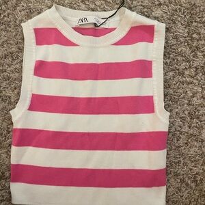 Zara Kids Pink and White Striped Top
